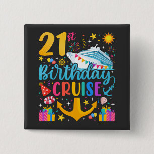 21st Birthday Cruise B-Day Party Square Button