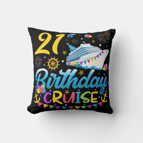 21st Birthday Cruise B_Day Party Throw Pillow