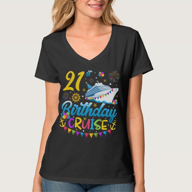 21st Birthday Cruise B-Day Party Women V-Neck T-Shirt (Front)