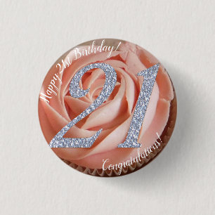 21st Birthday Cupcake 3 Cm Round Badge Button