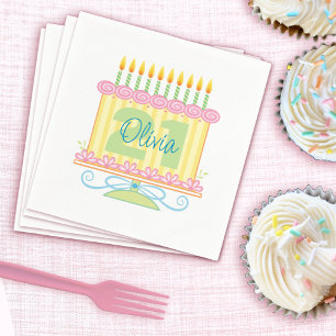 21st Birthday Custom Name Floral Cake Napkin