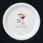 21st Birthday Custom Paper Plate Espresso Martini<br><div class="desc">An espresso martini shows that the guest of honor is "a tini bit older." Sophisticated neutral color palette. Martini with a bow and espresso beans.</div>