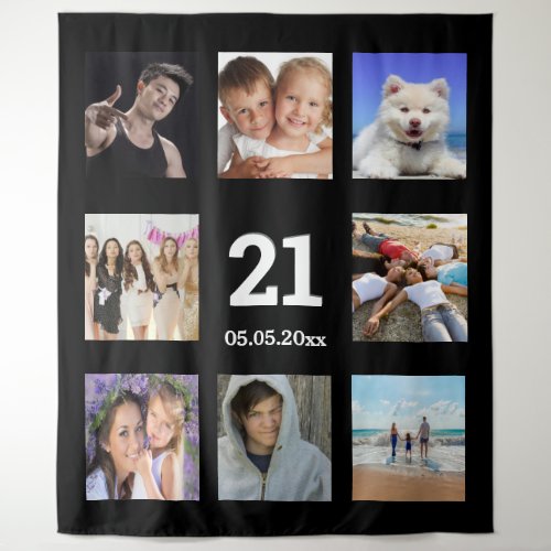 21st birthday custom photo collage black guy tapestry