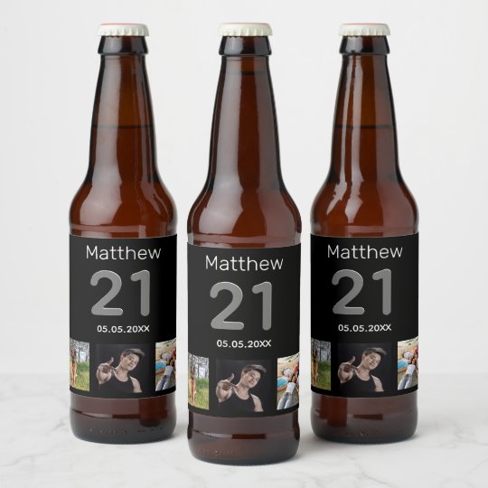 21st birthday custom photo monogram guy beer bottle label | Zazzle.com