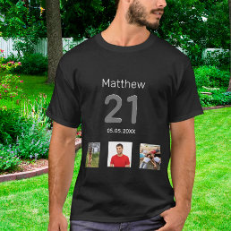 21st birthday custom photo monogram guy T-Shirt