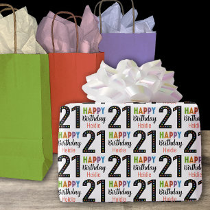 21st Birthday Customizable Name Birthday Wrapping Paper