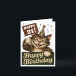 21st birthday cute funny cat vintage card<br><div class="desc">Celebrate a Happy 21st Birthday with this cute and charming vintage folded greeting card, featuring an adorable cat wishing a special person a joyous birthday! This delightful card is perfect for marking this significant milestone, combining nostalgic charm with a touch of whimsy. Ideal for cat lovers and those who appreciate...</div>