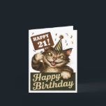 21st birthday cute funny cat vintage card<br><div class="desc">Celebrate a Happy 21st Birthday with this cute and charming vintage folded greeting card, featuring an adorable cat wishing a special person a joyous birthday! This delightful card is perfect for marking this significant milestone, combining nostalgic charm with a touch of whimsy. Ideal for cat lovers and those who appreciate...</div>