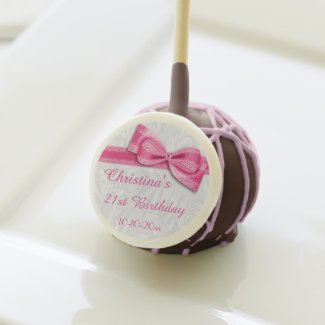 21st Birthday Damask and Faux Bow Cake Pops