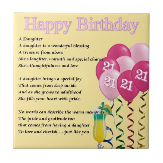 21st Birthday Daughter Poem Tile