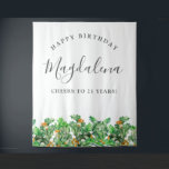 21st Birthday December Birth Flower Backdrop<br><div class="desc">Create a special keepsake when your guests have a photograph with the birthday celebrant. This festive Christmas backdrop features green  holly and red berries. All of the text is editable so you can easily craft your own special mood.</div>