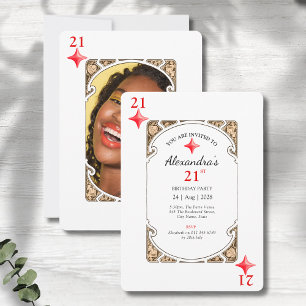 21st Birthday Diamond Playing Card Invitation