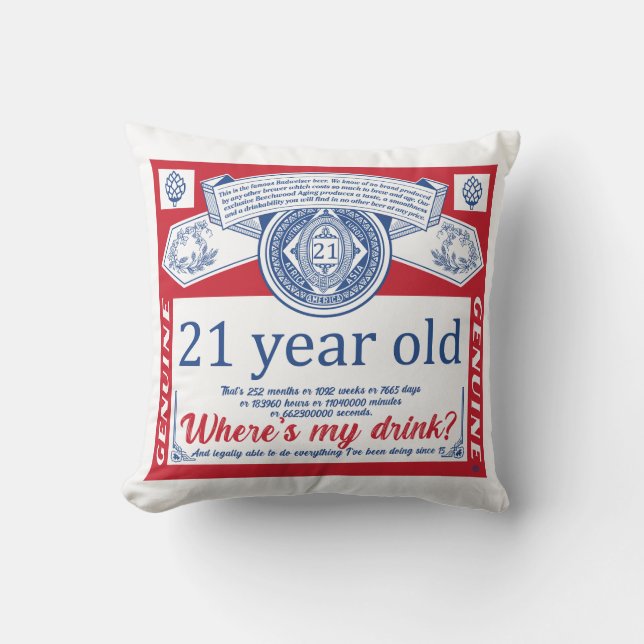 21st birthday drink legal, where is my drink  throw pillow (Front)
