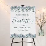 21st Birthday Dusty Blue Floral Welcome Foam Boar Foam Board<br><div class="desc">Welcome your guests with this elegant birthday party welcome sign. Pretty dusty blue roses,  peonies and wildflowers decorate the top and border. A classic and easy-to-read font combination takes only minutes to personalize.</div>