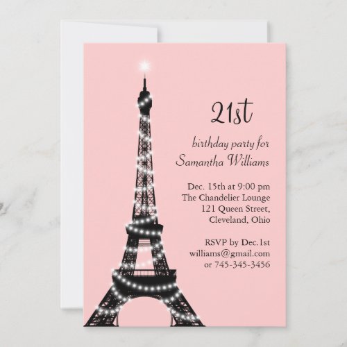 21st Birthday Eiffel Tower Invitation