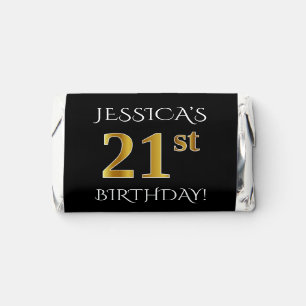 21st Birthday — Elegant, Faux Gold Look 21 + Name Hershey's Miniatures