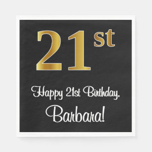 21st Birthday ~ Elegant Luxurious Faux Gold Look # Napkins