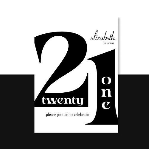 21st Birthday Elegant Typography Birthday Party Invitation