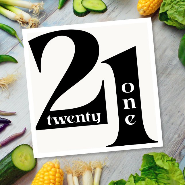 21st Birthday Elegant Typography Birthday Party Napkins (Creator Uploaded)