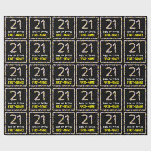 21st Birthday: Floral Flowers Number, Custom Name Wrapping Paper
