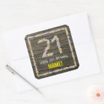 [ Thumbnail: 21st Birthday: Floral Number, Faux Wood Look, Name Sticker ]