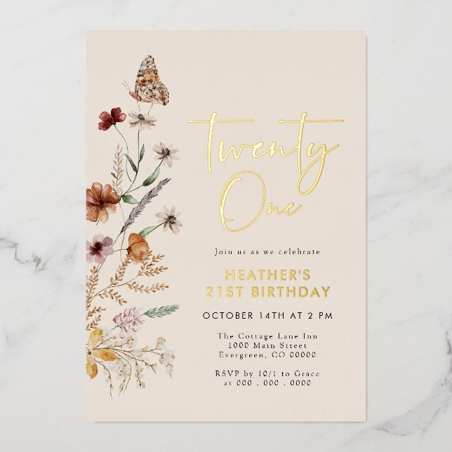 21st Birthday Foil Invitation (Front)