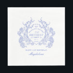 21st Birthday French Blue Floral Crest Custom Napkins<br><div class="desc">An elegant French vintage blue floral crest takes center stage on this timeless custom paper napkin. Ornate,  formal and very feminine will make any birthday lady feel very special. Coordinating party supplies are available.</div>