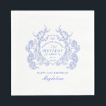 21st Birthday French Blue Floral Crest Custom Napkins<br><div class="desc">An elegant French vintage blue floral crest takes center stage on this timeless custom paper napkin. Ornate,  formal and very feminine will make any birthday lady feel very special. Coordinating party supplies are available.</div>
