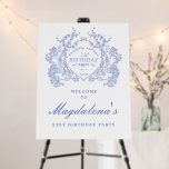 21st Birthday French Vintage Blue Floral Crest Foam Board<br><div class="desc">An elegant French vintage blue floral crest takes center stage on this timeless birthday invitation. Ornate,  formal and very feminine will make any birthday lady feel very special. Coordinating party supplies are available.</div>