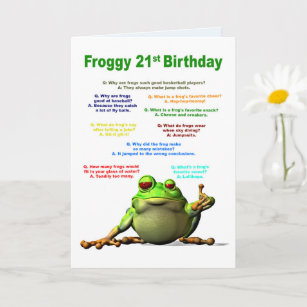 21st Birthday, Frog Jokes Card