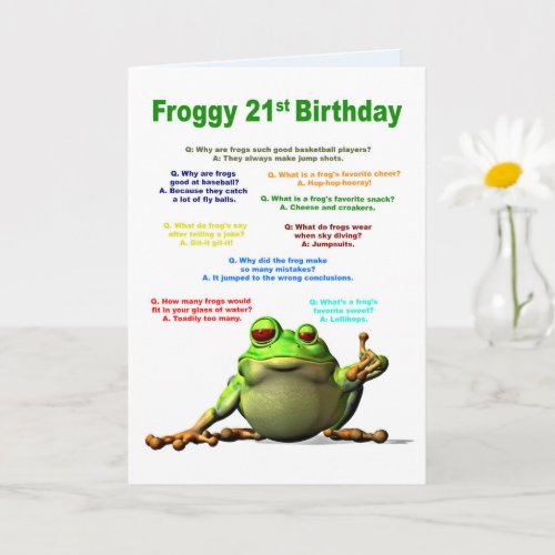 21st Birthday Frog Jokes Card