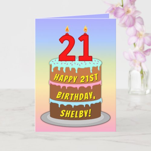 21st Birthday  Fun Cake  Candles w Custom Name Card