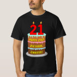 [ Thumbnail: 21st Birthday — Fun Cake & Candles, W/ Custom Name T-Shirt ]