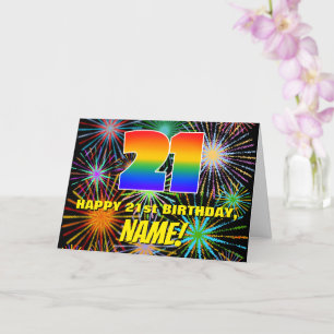 21st Birthday: Fun, Colorful Celebratory Fireworks Card