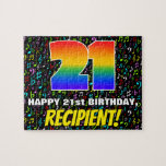 [ Thumbnail: 21st Birthday — Fun, Colorful Music Symbols & “21” Jigsaw Puzzle ]