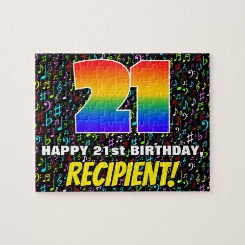 21st Birthday  Fun Colorful Music Symbols  21 Jigsaw Puzzle