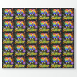 [ Thumbnail: 21st Birthday: Fun Fireworks, Rainbow Look # “21” Wrapping Paper ]