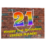[ Thumbnail: 21st Birthday: Fun, Graffiti-Inspired Rainbow # 21 Gift Bag ]