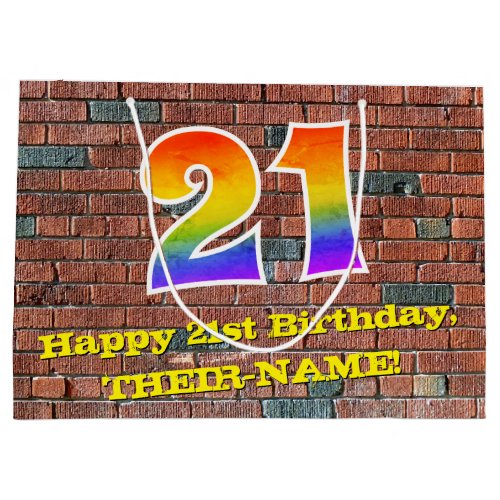 21st Birthday Fun Graffiti_Inspired Rainbow  21 Large Gift Bag