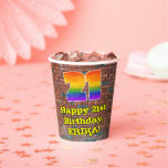 [ Thumbnail: 21st Birthday: Fun Graffiti-Inspired Rainbow 21 Paper Cups ]