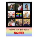 [ Thumbnail: 21st Birthday: Fun Rainbow #, Custom Photos & Name Card ]
