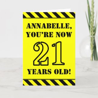 21st Birthday: Fun Stencil Style Text, Custom Name