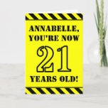 [ Thumbnail: 21st Birthday: Fun Stencil Style Text, Custom Name Card ]