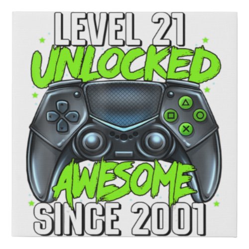 21st Birthday Gaming Level 21 Unlocked Awesome Sin Faux Canvas Print