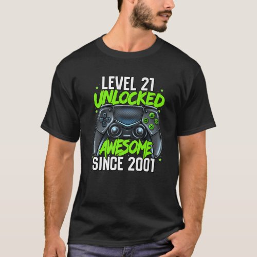 21St Birthday Gaming Level 21 Unlocked Awesome Sin T_Shirt