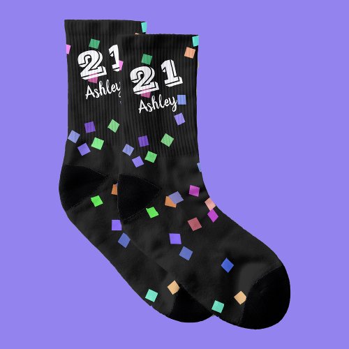 21st Birthday Gift Ideas Socks with Confetti