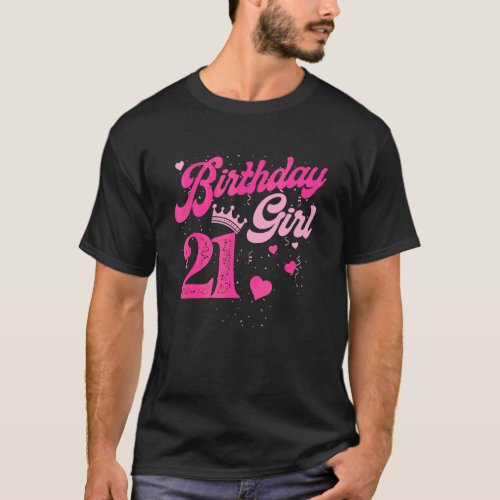 21st Birthday Girl Crown 21 Years Old Bday T_Shirt