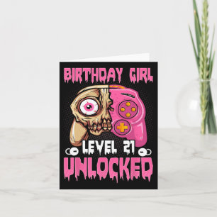 21st Birthday Girl Level 21 Unlocked Video Game Ha Card