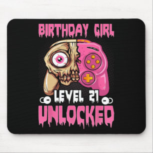 21st Birthday Girl Level 21 Unlocked Video Game Ha Mouse Pad