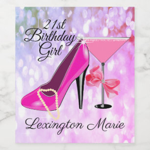 21st Birthday Girl Sparkling Wine or Label